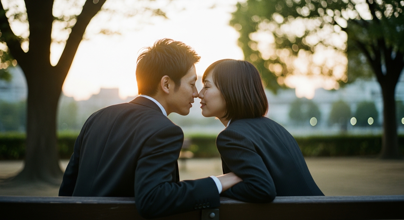 既婚者同士 キスの『既婚者同士のキスは浮気?不倫?法律と社会の境界線』を示すイメージ