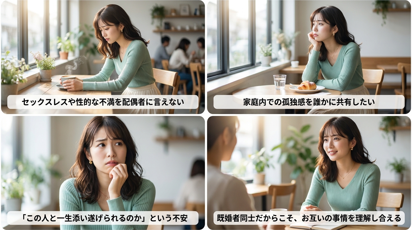 配偶者に言えない悩みを共有できる相手が欲しい