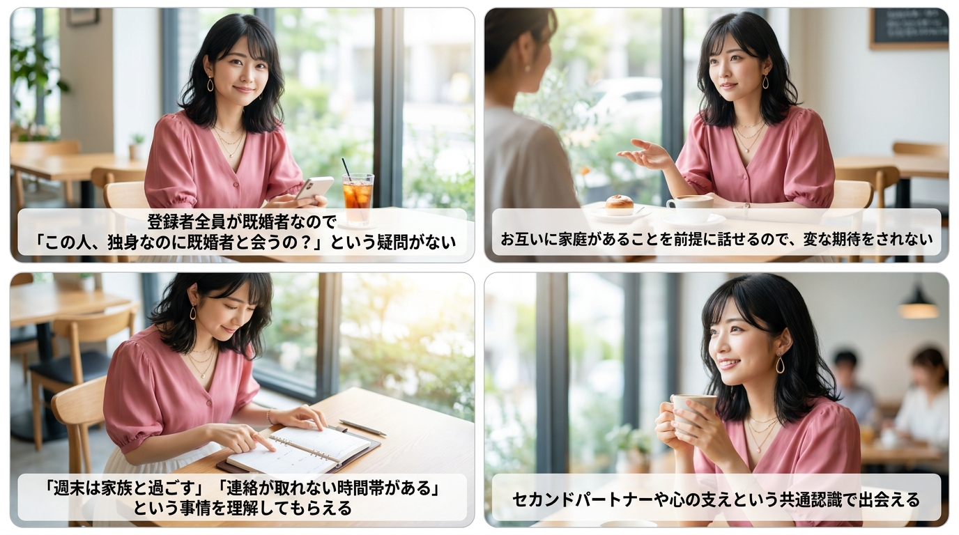 既婚者限定だから目的が一致しやすい
